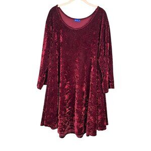 Retro Burnout Floral Dress 4X Red Festive Holiday Witchy Vampire Fairy Chic 80s